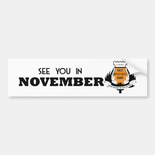 Zie je in november VAA-Bumpersticker Bumpersticker (Voorkant)