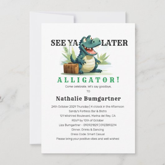 Zie je later alligator weggaan uitnodiging (Voorkant)
