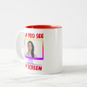 Zie je mijn scherm grappig? tweekleurige koffiemok (Voorkant links)