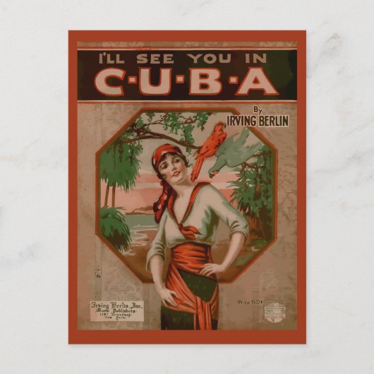 Zie je op Cuba, retro-sheet muziekcover Briefkaart (Voorkant)