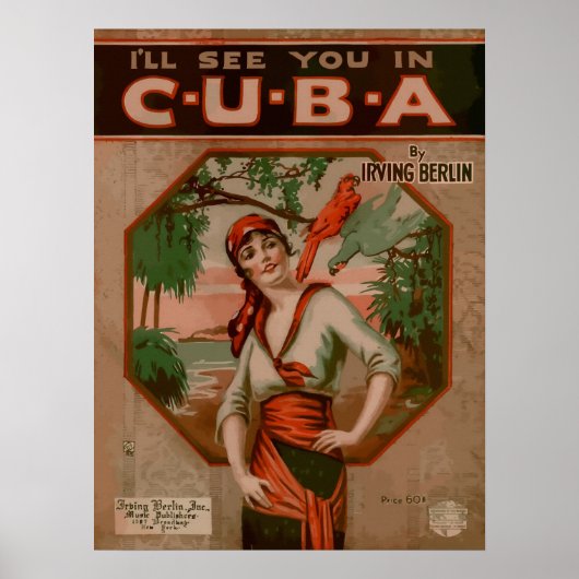 Zie je op Cuba, retro-sheet muziekcover Poster (Voorkant)
