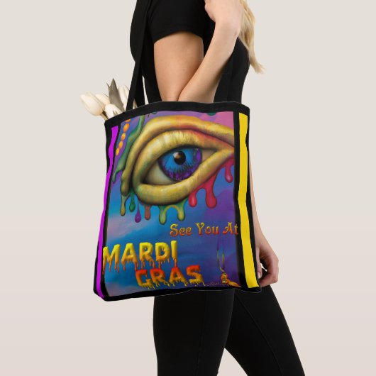 Zie je op Mardi Gras Eye Tote Bag (Dichtbij)