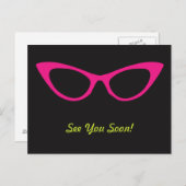 Zie je snel Briefkaart oogglazen roze kat (Voorkant / Achterkant)