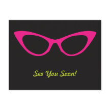 Zie je snel Briefkaart oogglazen roze kat