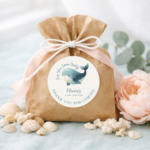 Zie je snel Wal Ivoor Dank je wel Baby Shower Ronde Sticker