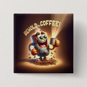Zie...Koffie! Vierkante Button 5,1 Cm