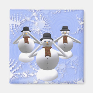 Zie, luister, spreek geen boze Snowman kerstmagnee Magneet