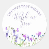 Zie me Paarse wilde bloem Baby shower kweken Ronde Sticker (Voorkant)