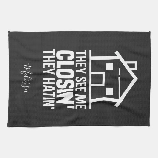 Zie me Sluiten van Realtor Estate Agent Gepersonal Theedoek (Horizontaal)