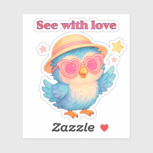 Zie met liefde - Schattigee Uil Affirmatie Sticker (Vel)