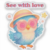 Zie met liefde - Schattigee Uil Affirmatie Sticker (Voorkant)