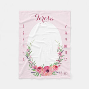 Zie mij groeien - Roze waterverf Fleece Deken