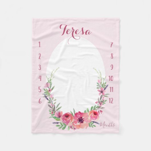 Zie mij groeien - Roze waterverf Fleece Deken (Voorkant)