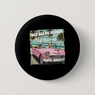 Zie mij winnen Ze Haten Grappige Trump Pink 2024 Ronde Button 5,7 Cm