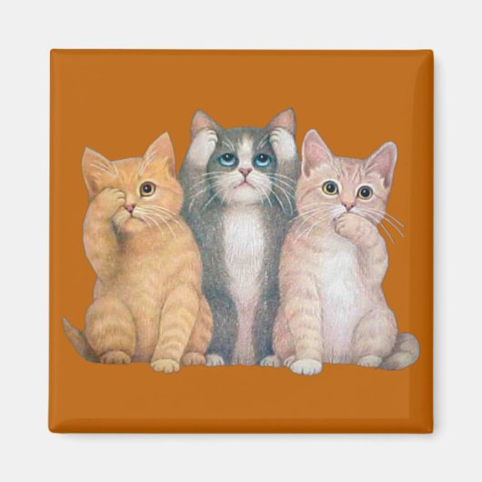 Zie No Hear No Speak No Evil Cats Magnet (Voorkant)