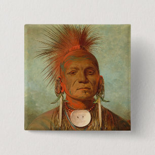 Zie-non-ty-a, een Iowa Medicine Man, 1844 Vierkante Button 5,1 Cm