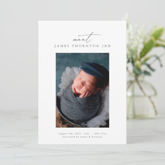 zie onze nieuwe foto - geboorteaankondiging voor b aankondiging (Staand voorkant)