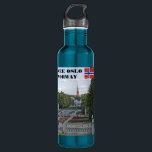 Zie Oslo Noorwegen Vigeland reissouvenir Waterfles<br><div class="desc">Noorwegen Scandinavië,  Oslo Vigeland park,  Noorse vlag,  reizen souvenir,  waterfles. U kunt uw eigen tekst toevoegen.</div>