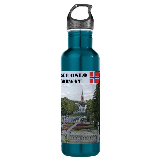 Zie Oslo Noorwegen Vigeland reissouvenir Waterfles (Voorkant)