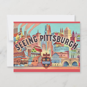 Zie Pittsburgh Geïllustreerde Ansichtkaart Briefkaart