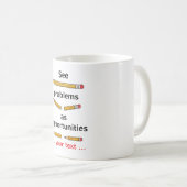 Zie problemen als kansen – Motiverende quote Koffiemok (Voorkant rechts)