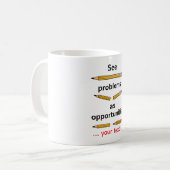 Zie problemen als kansen – Motiverende quote Koffiemok (Voorkant links)