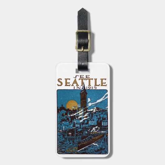 Zie Seattle in 1915 Bagagelabel (Voorkant verticaal)