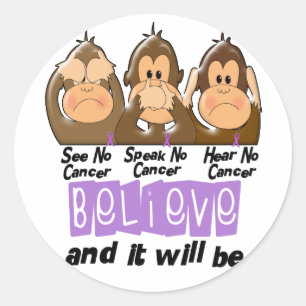Zie Speak Hoor No Cancer 1 Ronde Sticker