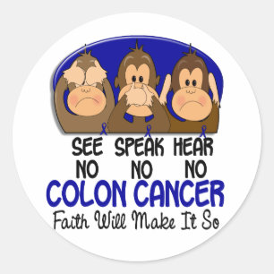 Zie Spreek horen Geen Colon Cancer 1 Ronde Sticker