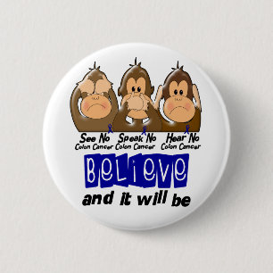 Zie Spreek horen Geen Colon Cancer 3 Ronde Button 5,7 Cm