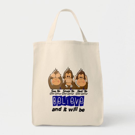 Zie Spreek horen Geen Colon Cancer 3 Tote Bag (Voorkant)