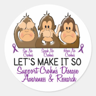 Zie Spreek horen Geen ziekte van Crohns 2 Ronde Sticker