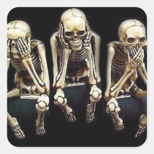 ZIE SPREKEN HOOR GEEN KWAAD VIERKANTE STICKER (Voorkant)