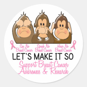 Zie Spreken hoort geen borstkanker 2 Ronde Sticker