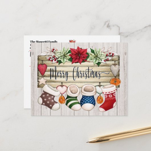 Zie terug - Kerstmis Briefkaart (Voorkant / Achterkant in situ)