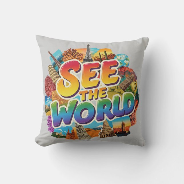 Zie tha wereld.Sierkussen Kussen (Voorkant)