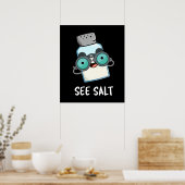 Zie Zout Funny Zee Salt Pun Dark BG Poster (Keuken)