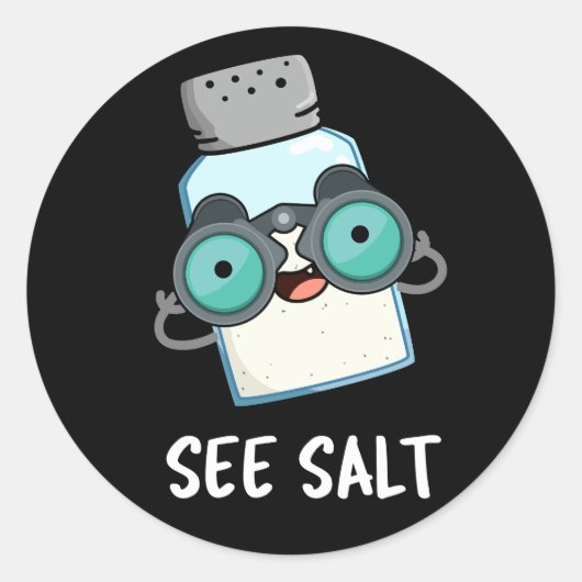 Zie Zout Funny Zee Salt Pun Dark BG Ronde Sticker (Voorkant)