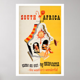 Zie Zuid-Afrika! 1949 Reisposter in vintage stijl Poster