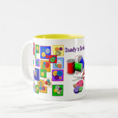 Zieg en spaar! tweekleurige koffiemok (Voorkant links)