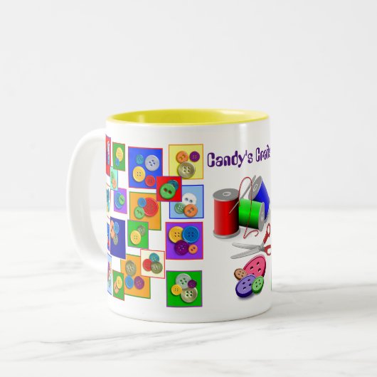 Zieg en spaar! tweekleurige koffiemok (Voorkant links)