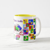 Zieg en spaar! tweekleurige koffiemok (Voorkant rechts)