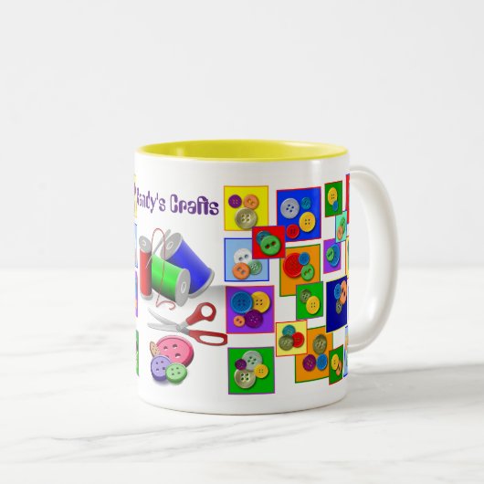 Zieg en spaar! tweekleurige koffiemok (Voorkant rechts)