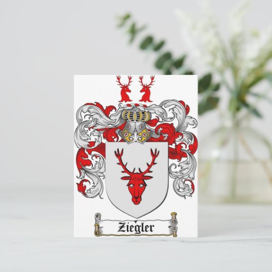 Ziegler Coat of Arms / Ziegler Family Crest Briefkaart (Staand voorkant)
