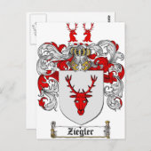 Ziegler Coat of Arms / Ziegler Family Crest Briefkaart (Voorkant / Achterkant)