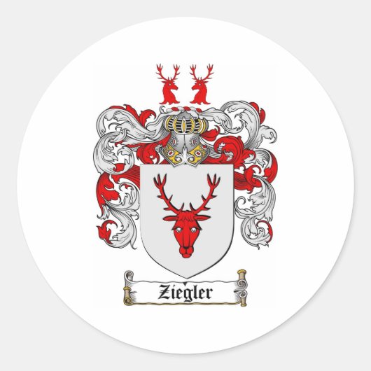 Ziegler Wapenschild / Ziegler Family Crest Ronde Sticker (Voorkant)
