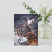 Ziek Kat rust in bed Briefkaart (Staand voorkant)