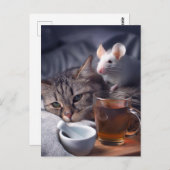 Ziek Kat rust in bed Briefkaart (Voorkant / Achterkant)