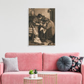 Ziek kind ondersteund door haar vader en moeder canvas afdruk (Insitu (Woonkamer))