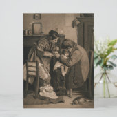 Ziek kind ondersteund door haar vader en moeder kaart (Staand voorkant)